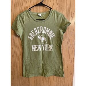Junior's Abercrombie T-Shirt New York Moose VTG Green Size Large